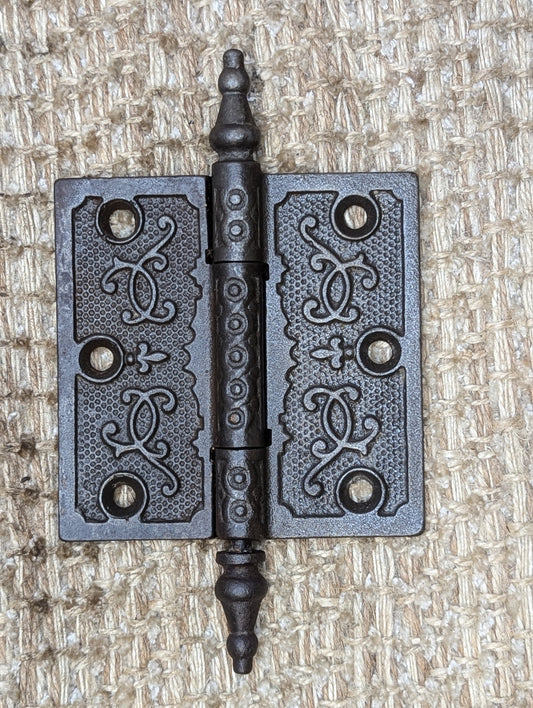 3 1/2" x 3 1/2" Antique Decorative Cast Iron Steeple Tip Hinge