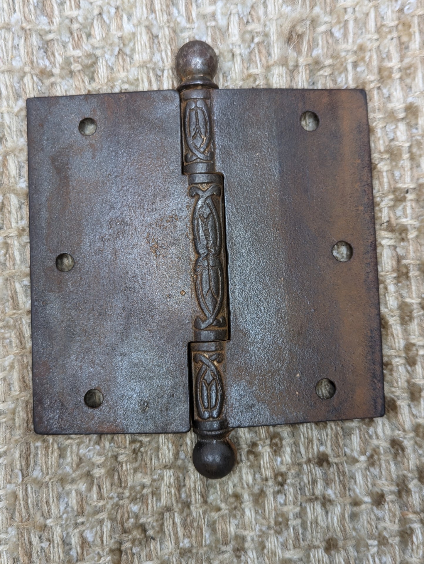 4" x 4" Antique Decorative Cast Iron Ball Tip Hinge