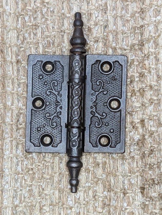 3" x 3" Antique Decorative Cast Iron Steeple Tip Hinge