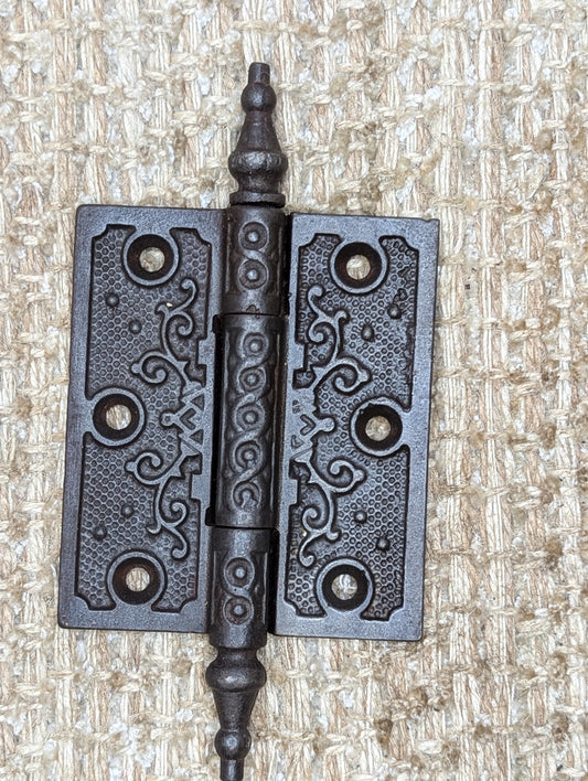 3" x 3 1/2" Antique Decorative Cast Iron Steeple Tip Hinge