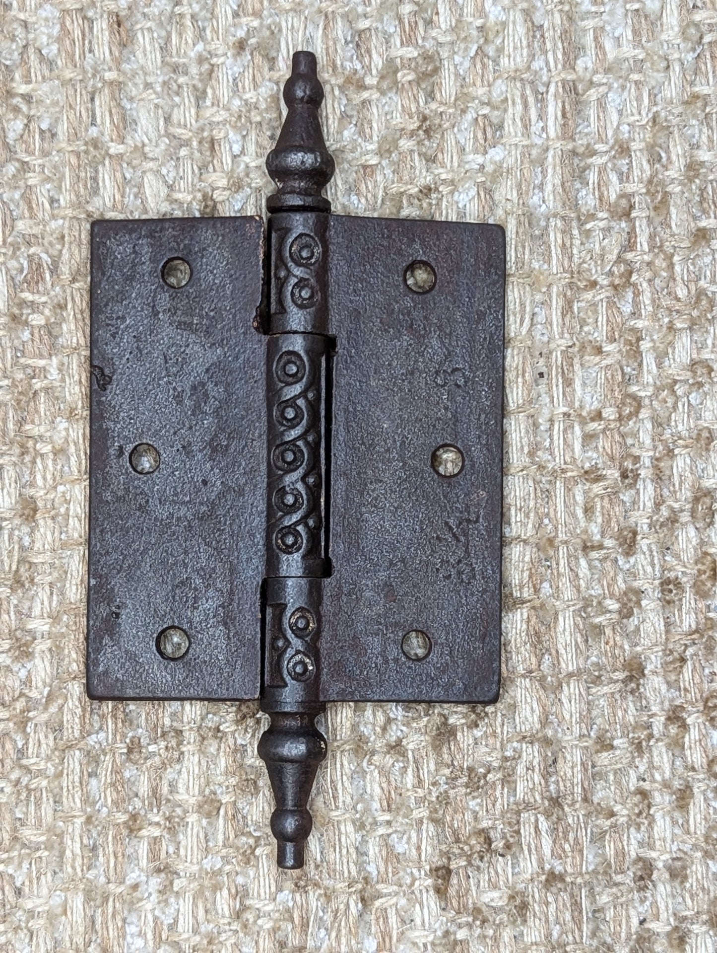 3" x 3 1/2" Antique Decorative Cast Iron Steeple Tip Hinge