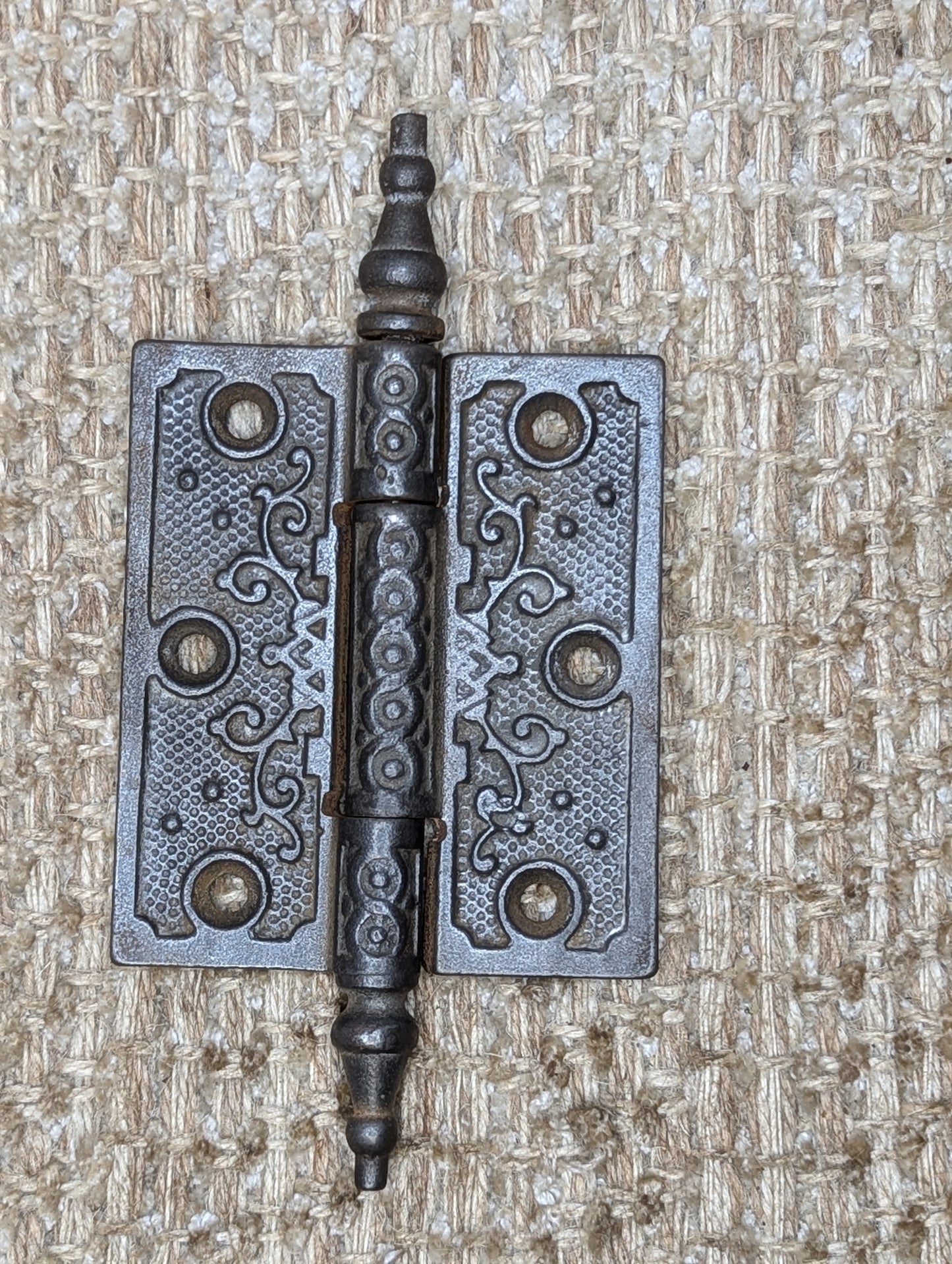 3" x 3 1/2" Antique Decorative Cast Iron Steeple Tip Hinge