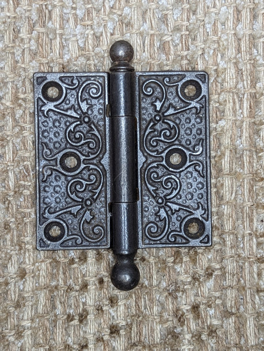 3" x 3" Antique Decorative Cast Iron ball Tip Hinge