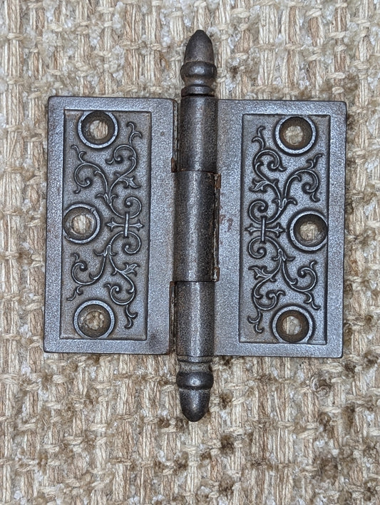 3 1/2" x 3" Antique Decorative Cast Iron Steeple Tip Hinge