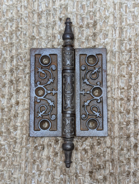3" x 3 1/2" Antique Decorative Cast Iron Steeple Tip Hinge