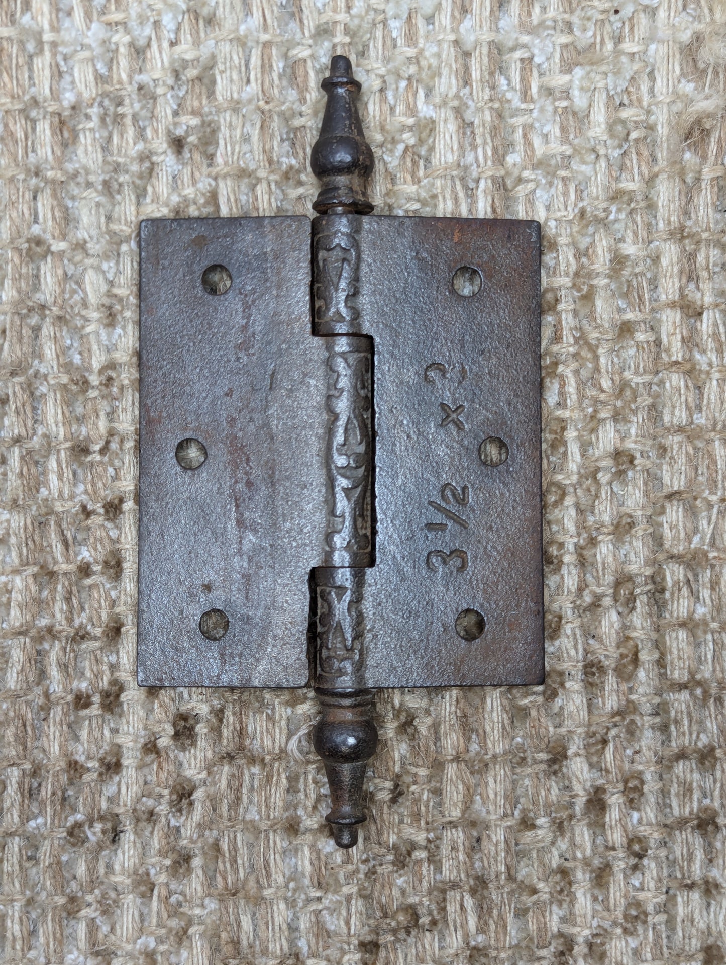 3" x 3 1/2" Antique Decorative Cast Iron Steeple Tip Hinge