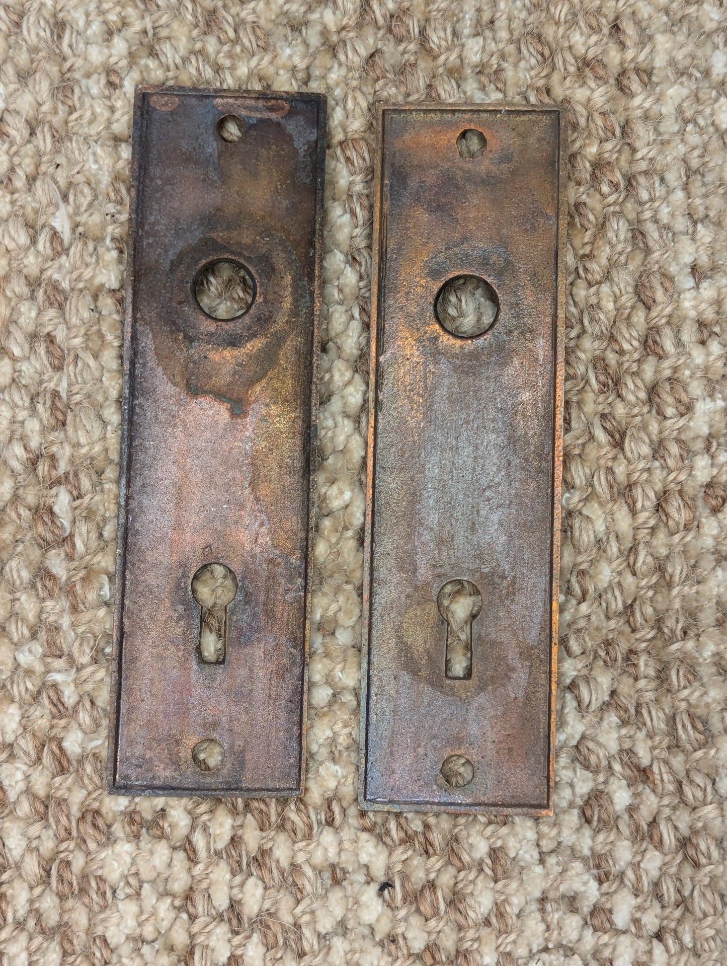 Antique Nashua/Lockwood Mortise Lock W/Key, Strike Plate, Brass Bronze Door Knobs & Door Knob Plates