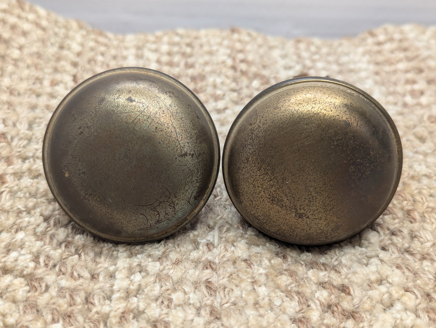 Antique Stamped Steel Door Knobs and Door Plates Set