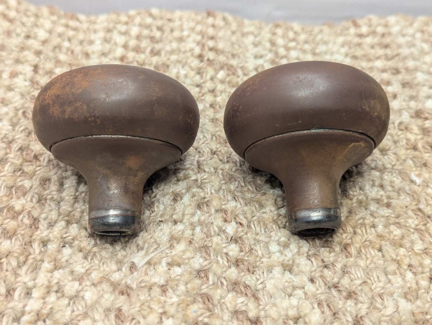 Antique Stamped Steel Door Knobs and Door Plates Set-Flashed Copper