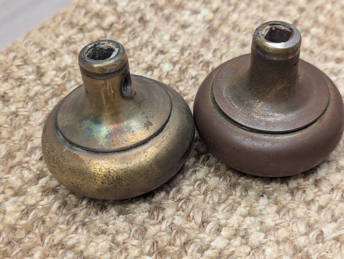 Antique Stamped Steel Door Knobs and Door Plates Set