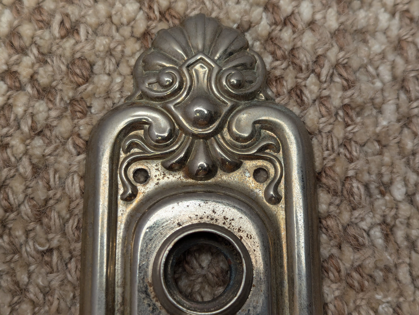 Antique 2 3/8" x 8" Steel Door Knob Plate