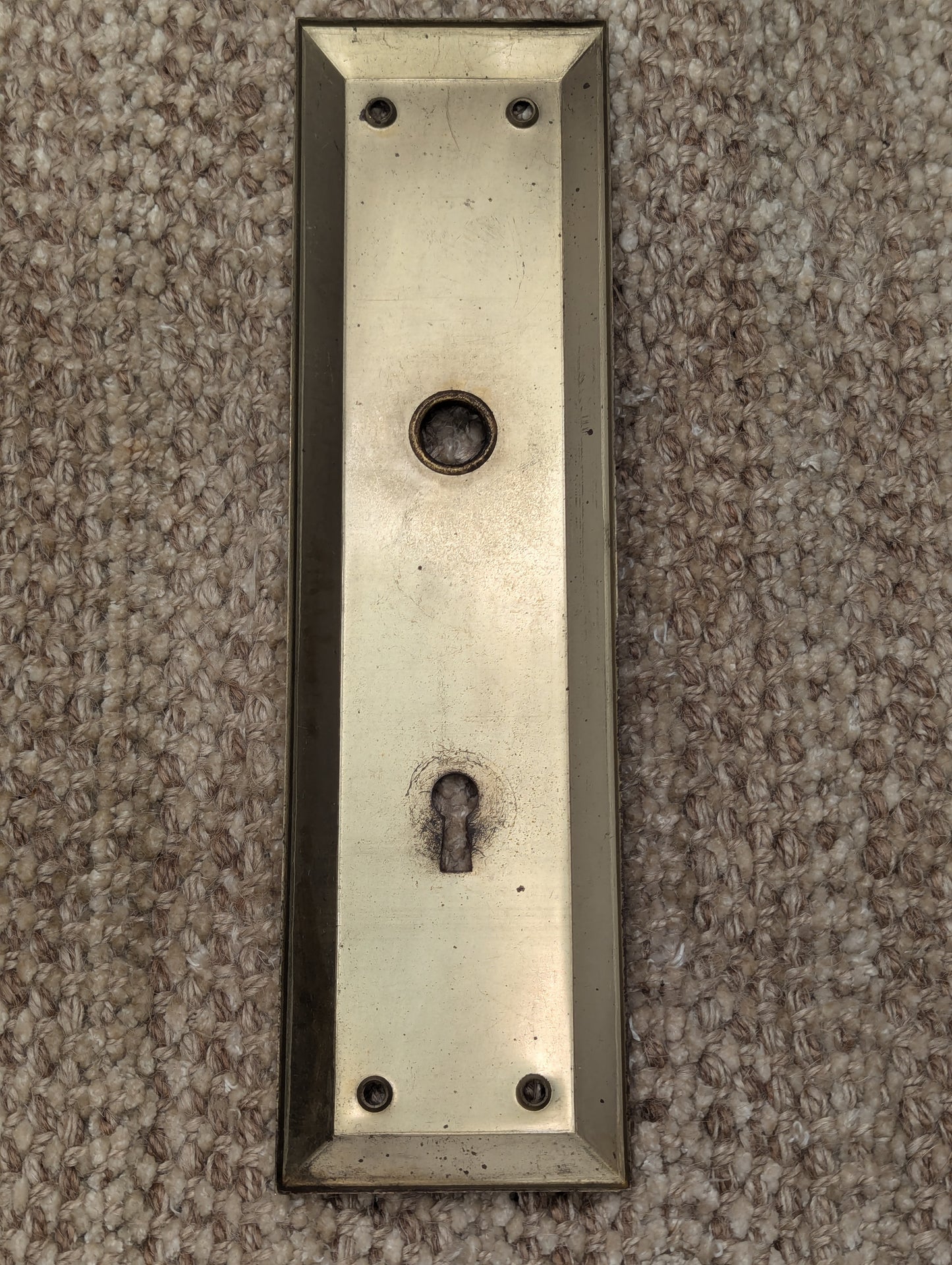 Antique 2 3/4" x 10"  Steel Door Knob Plate