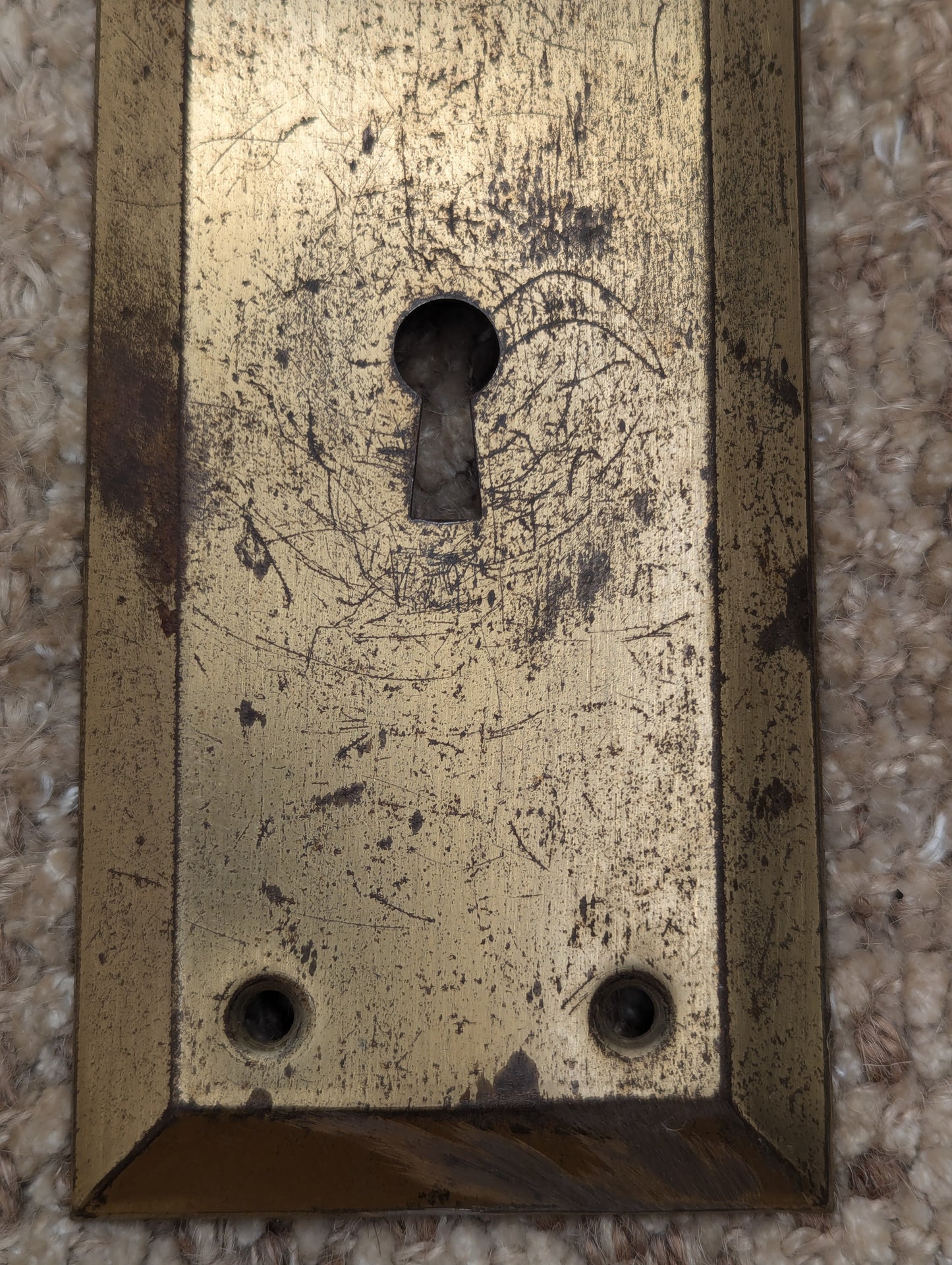 Antique 2 3/4" x 10"  Steel Door Knob Plate