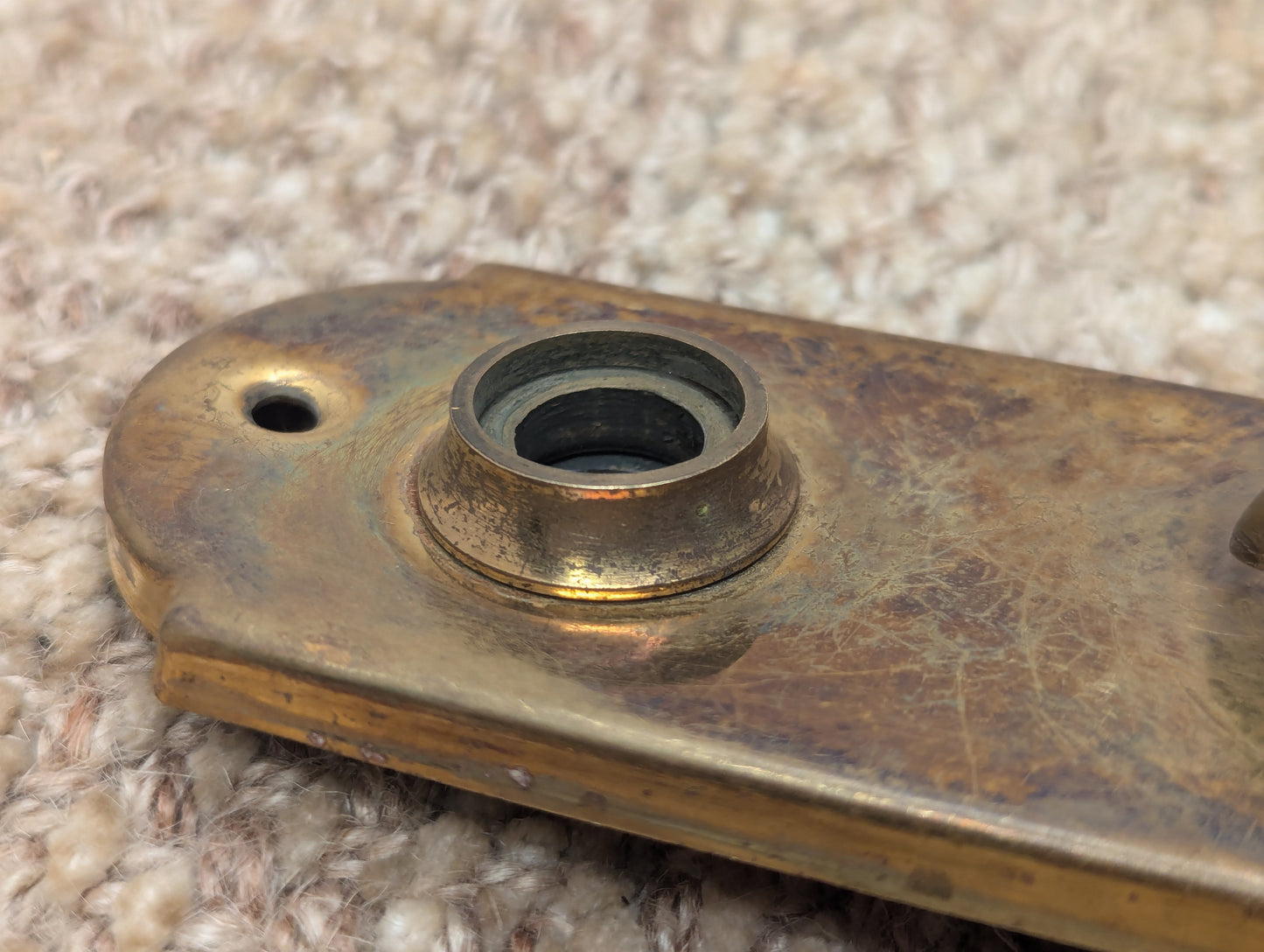 Antique 2" x 5" Brass Thumb Turn Door Knob Plate