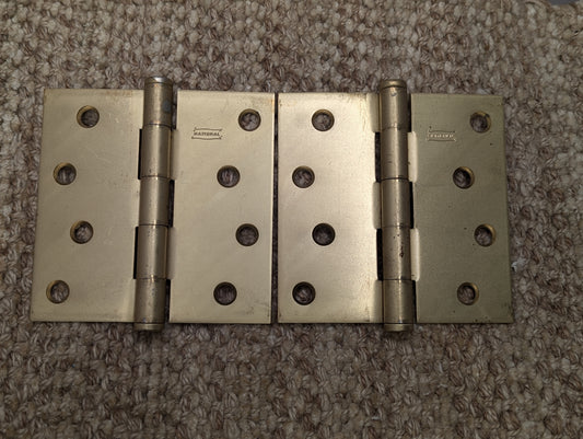 Pair Of 4" x 4" National Steel Butt Door Hinges