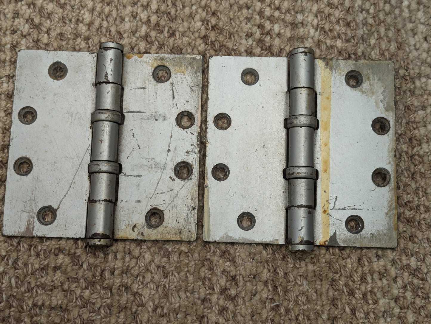 Pair Of McKinney 4 1/2" x 4 1/2" Antique Steel Ball Bearing Door Hinges