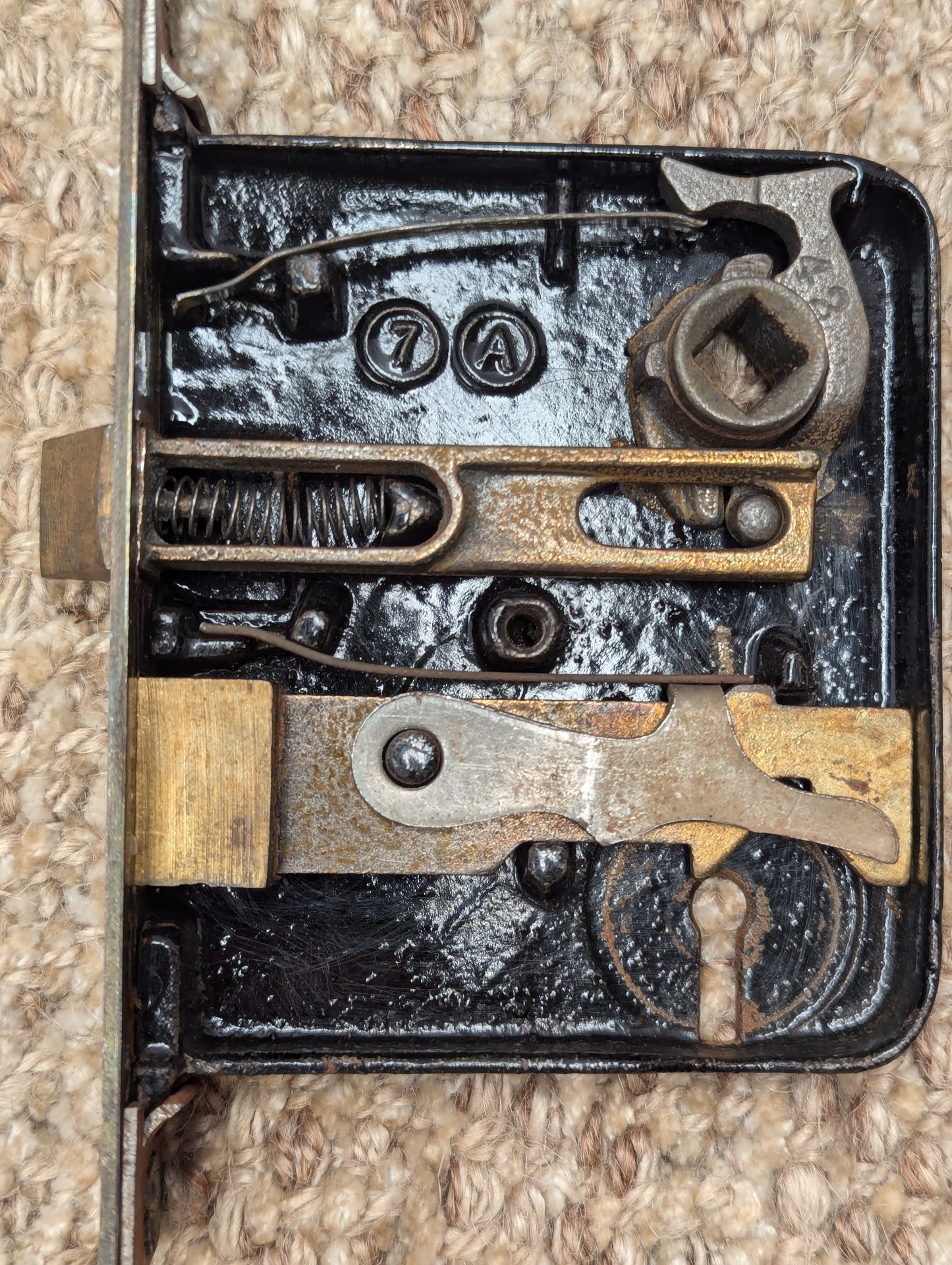 Antique Interior Mortise Lock Door Hardware #7 A W/Strike Plate