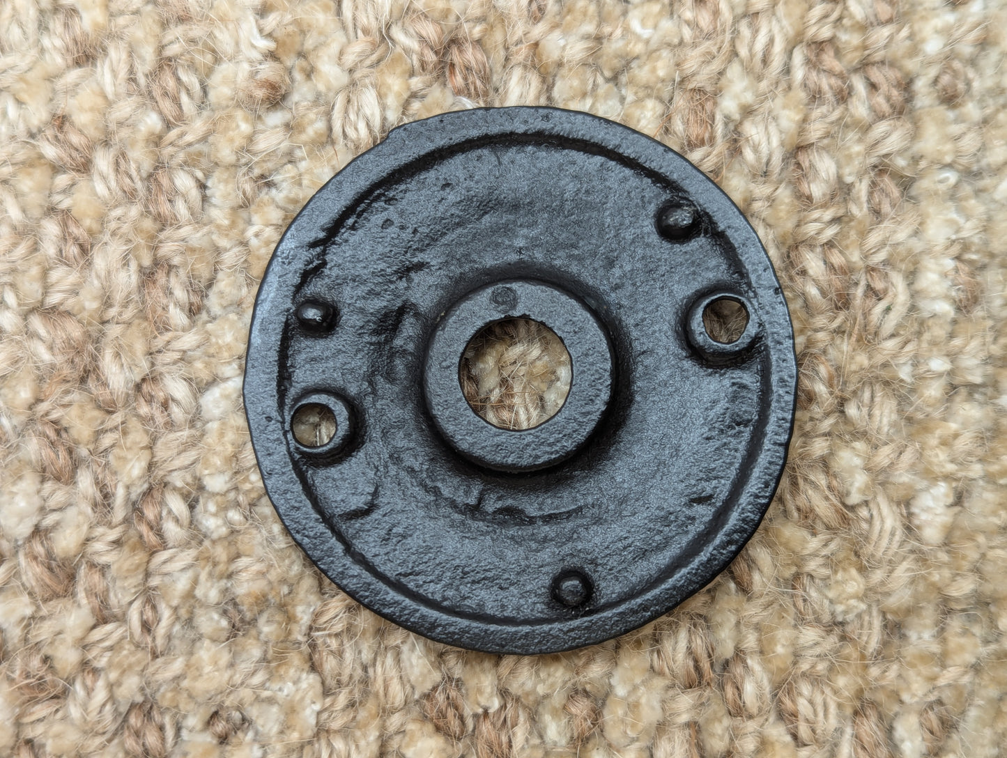 2 1/8" Antique Cast Iron Rosette Escutcheon For Door Knob