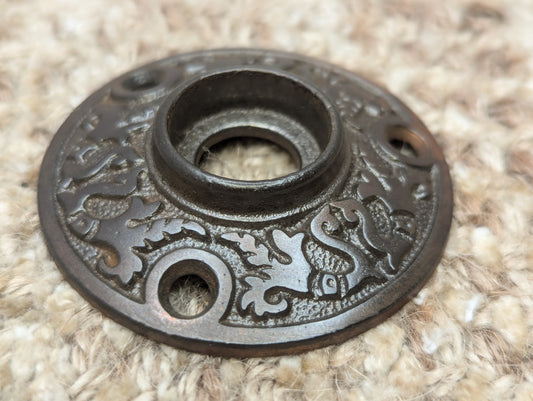 2 1/16" Antique Decorative Cast Iron Rosette Escutcheon For Door Knob