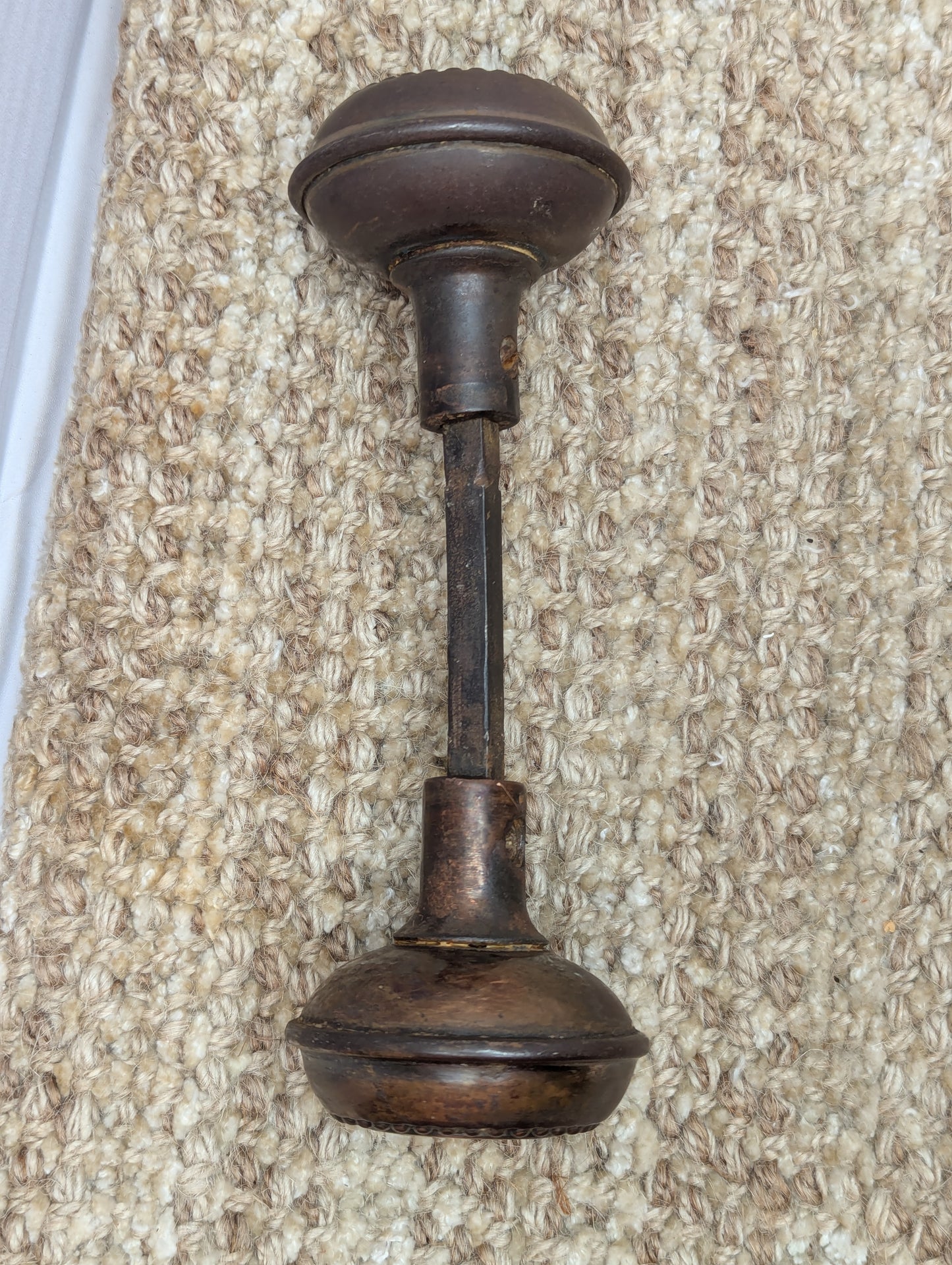 2 1/4" Antique Corbin "Princes" Stamped Steel Door Knob Set Circa 1905