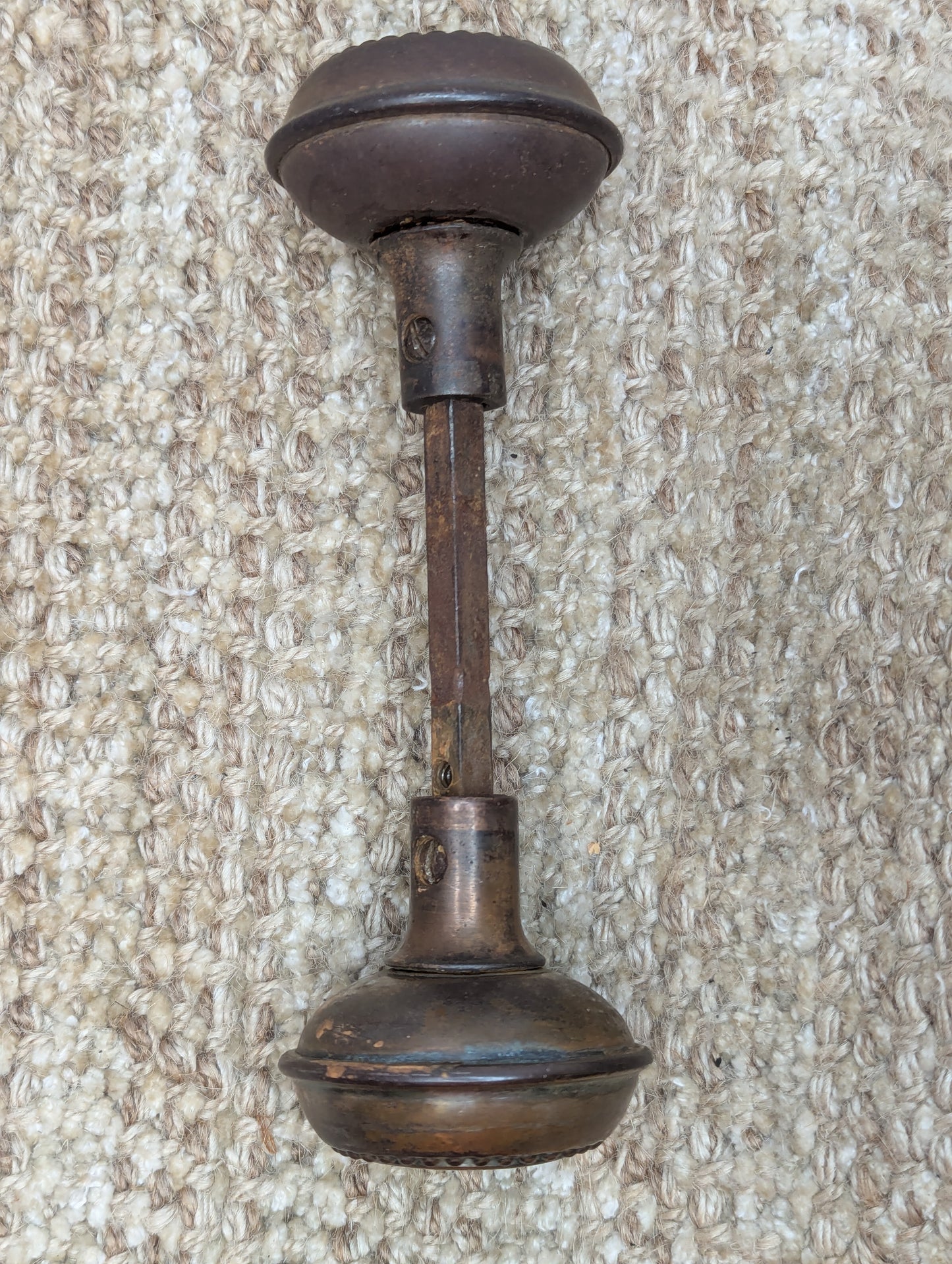 2 1/4" Antique Corbin "Princes" Stamped Steel Door Knob Set Circa 1905