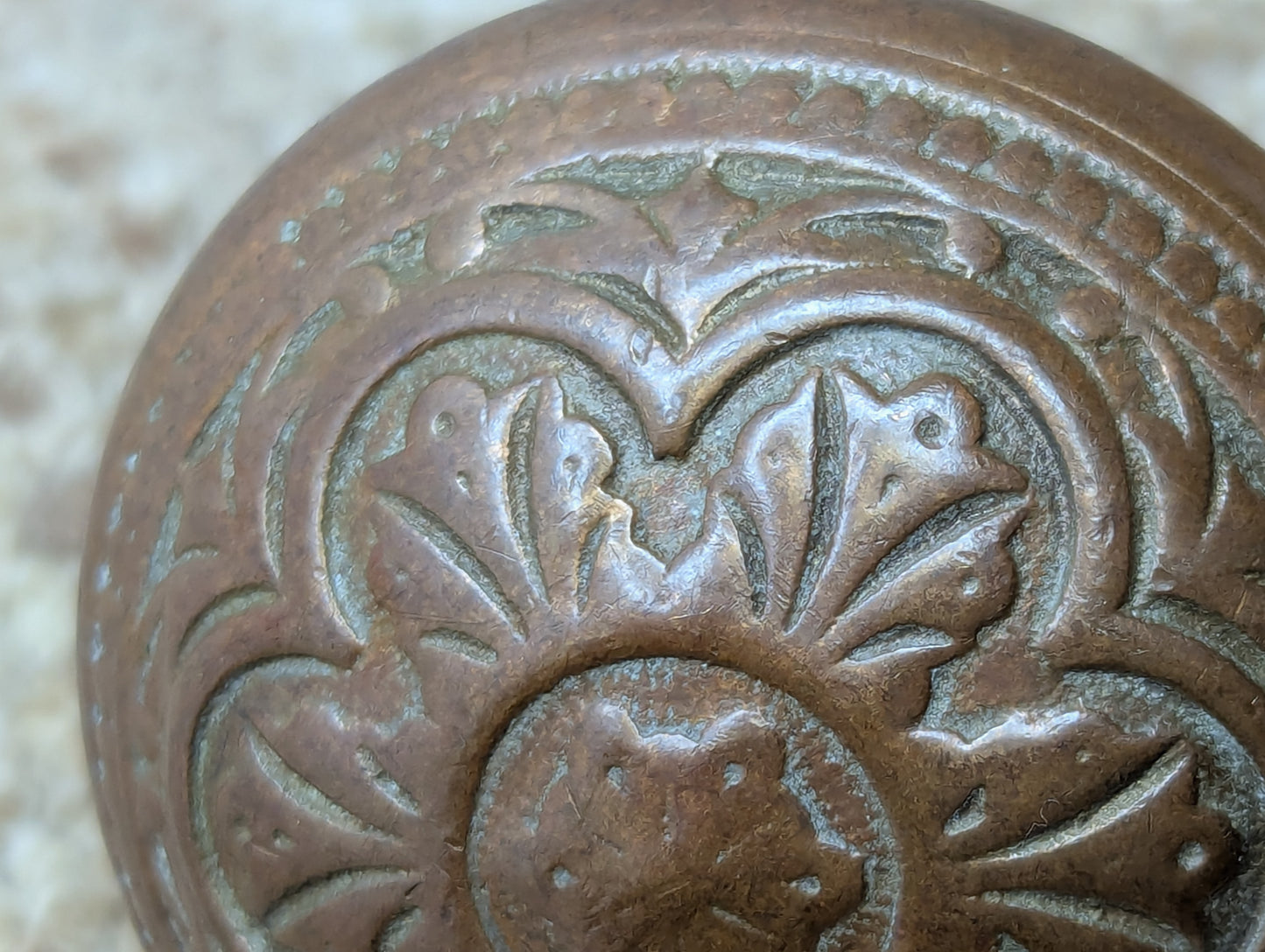 2 1/4" Antique Decorative Cast Brass Door Knob