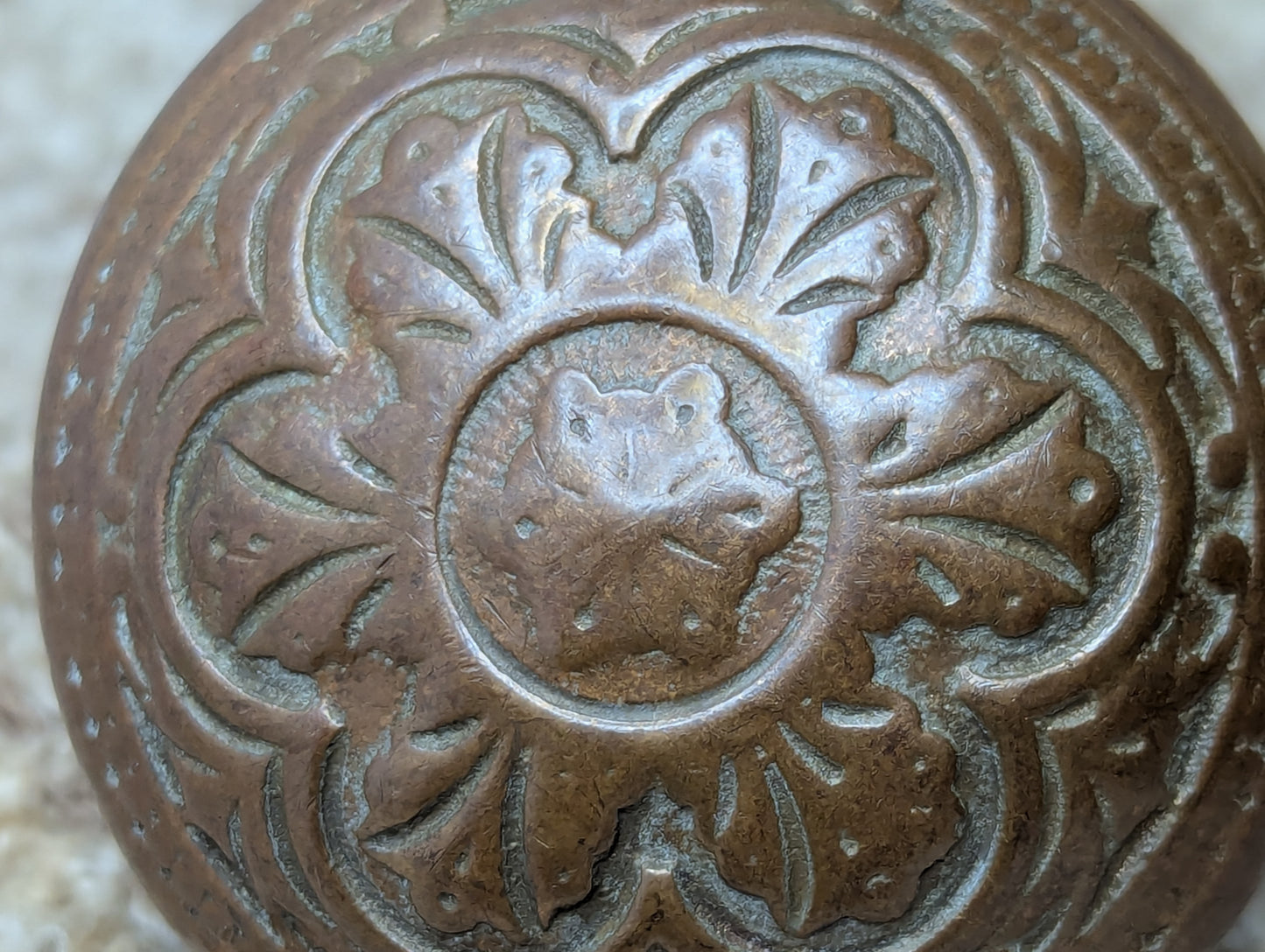 2 1/4" Antique Decorative Cast Brass Door Knob
