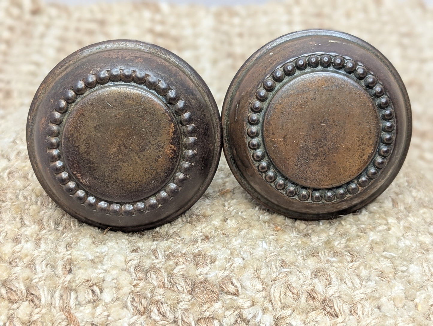 2 1/4" Antique Corbin "Princes" Stamped Steel Door Knob Set Circa 1905
