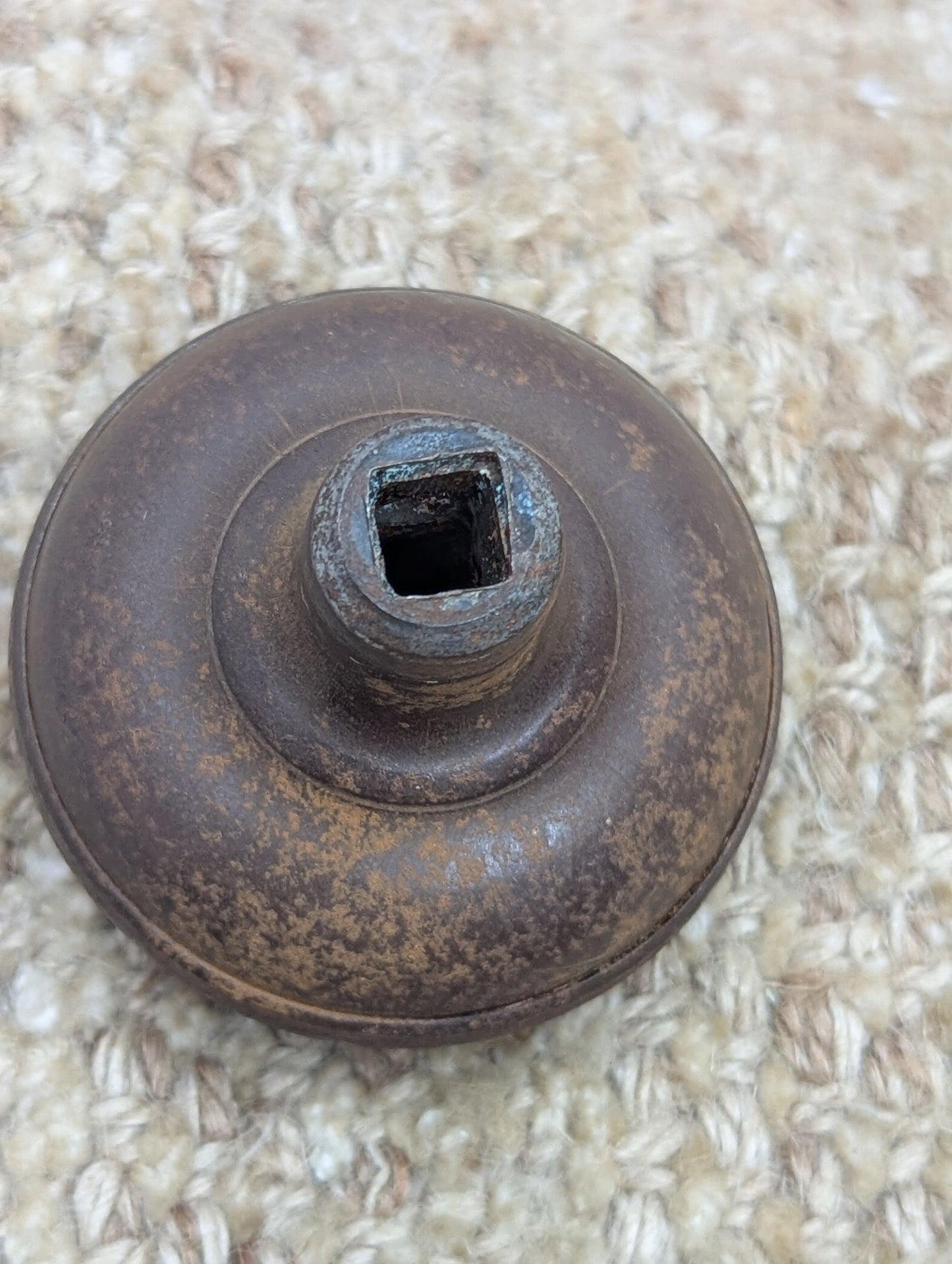 2 1/4" Antique Egg & Dart Stamped Steel Door Knob