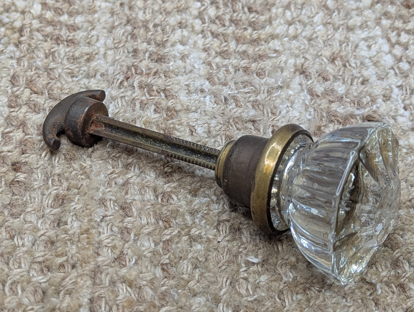 2" Antique Glass Door Knob With Thumb Turn