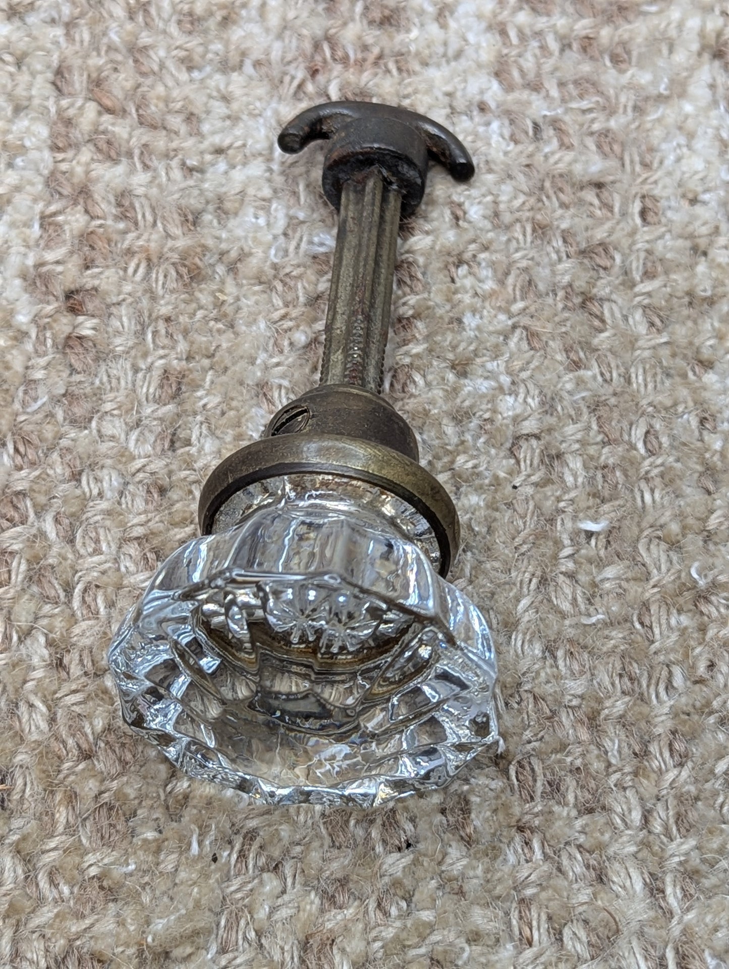 2" Antique Glass Door Knob With Thumb Turn
