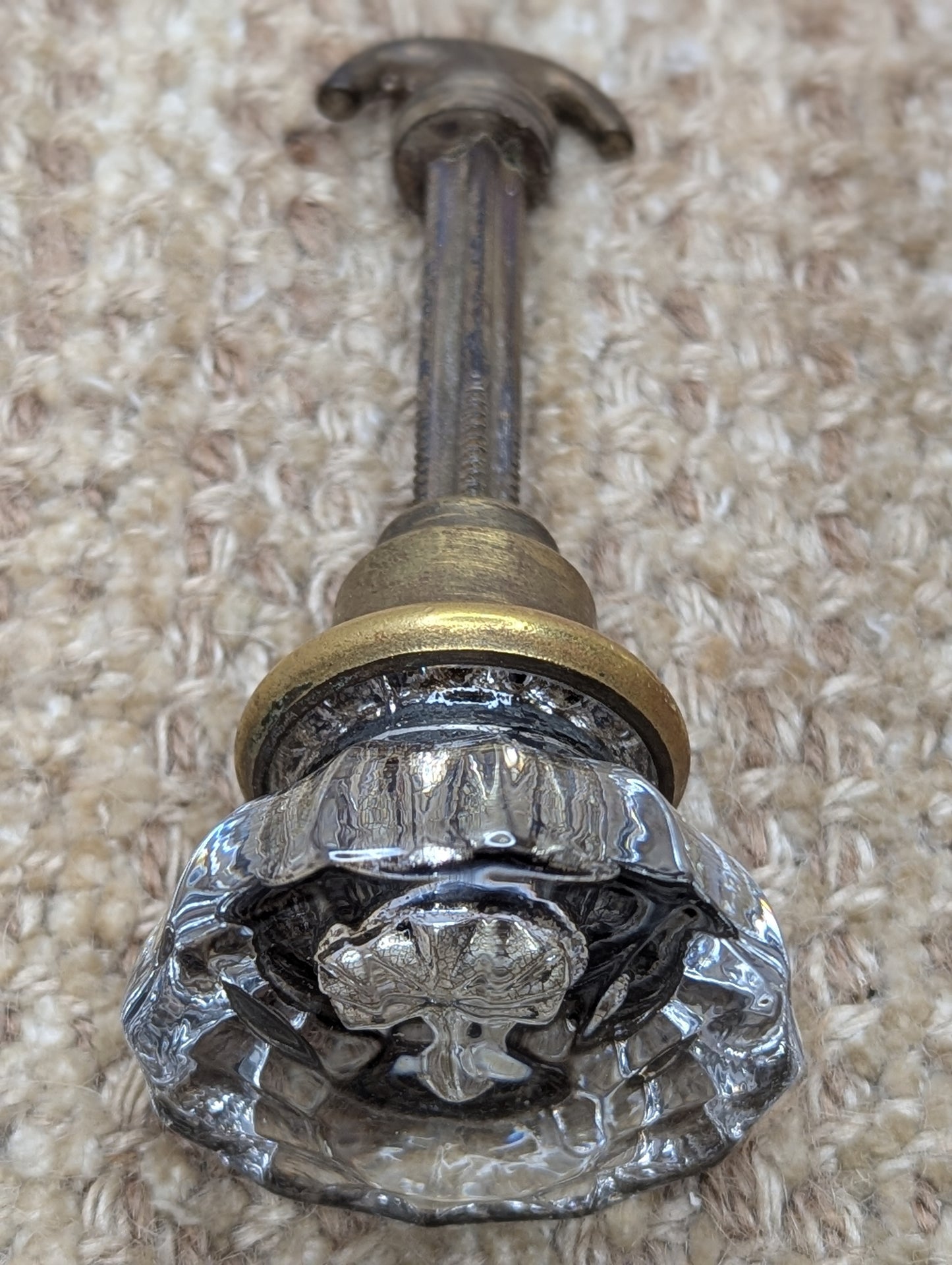 2" Antique Glass Door Knob With Thumb Turn