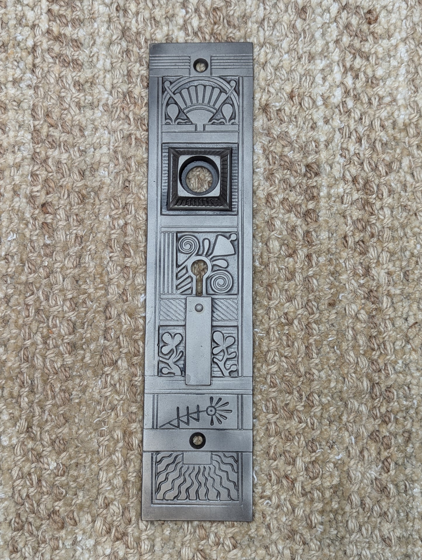 2" x 8 7/8" Antique Nashua Hardware Exterior Cast Iron Door Knob Plates Door Hardware #691