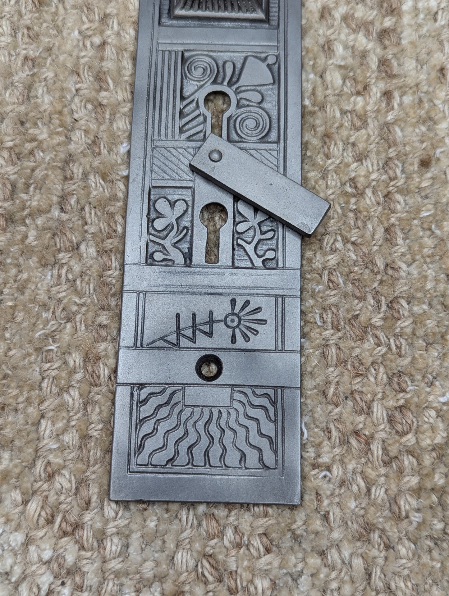 2" x 8 7/8" Antique Nashua Hardware Exterior Cast Iron Door Knob Plates Door Hardware #691