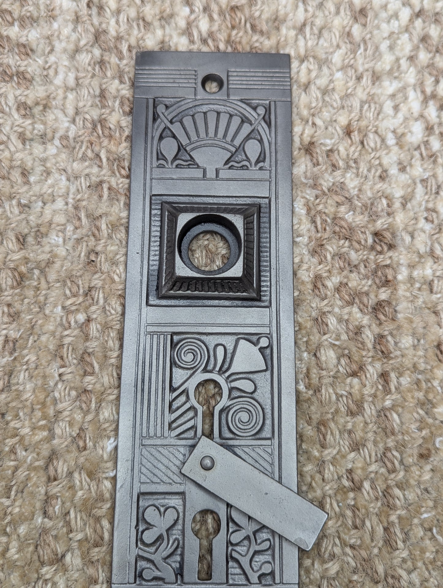 2" x 8 7/8" Antique Nashua Hardware Exterior Cast Iron Door Knob Plates Door Hardware #691
