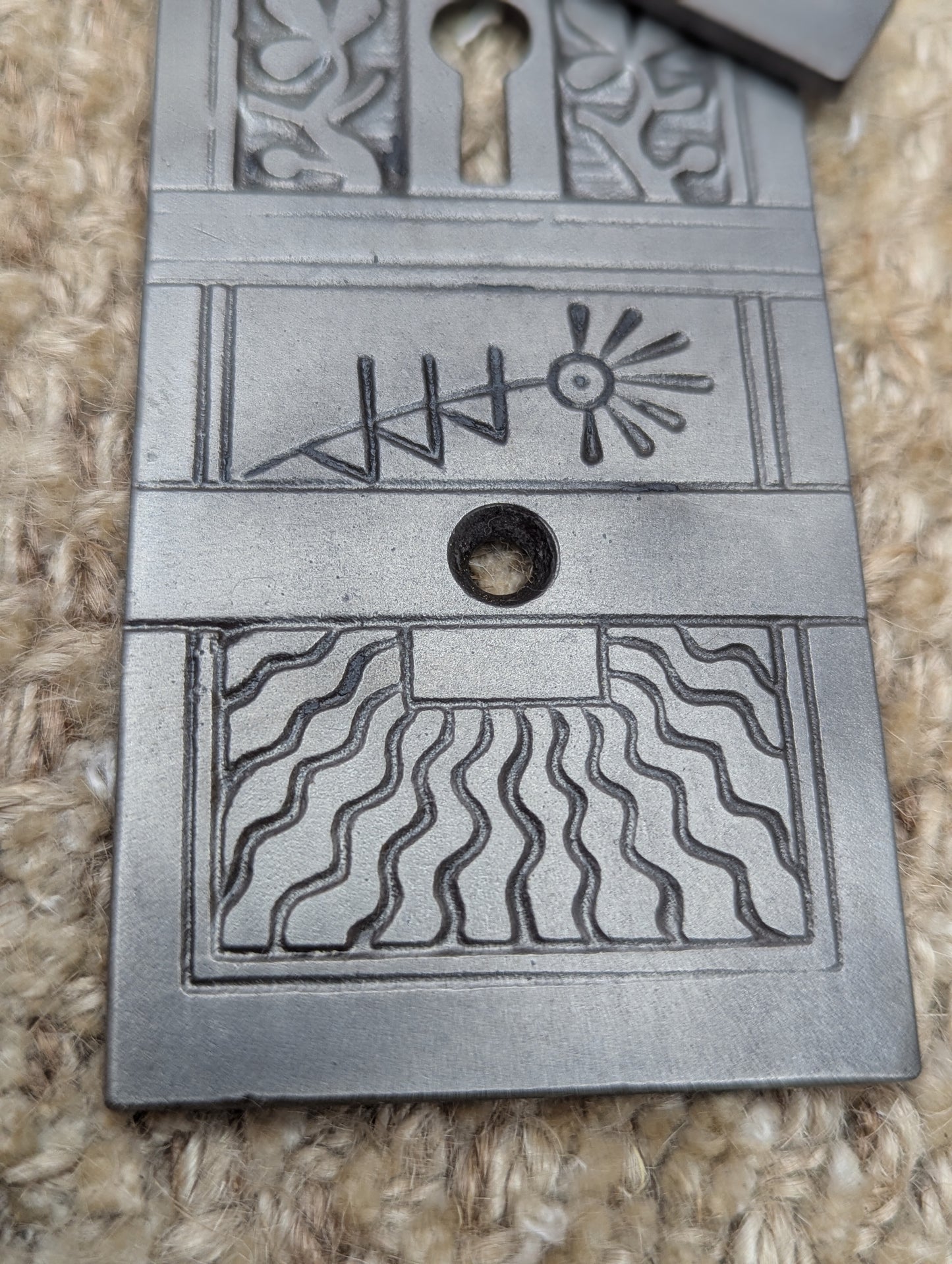 2" x 8 7/8" Antique Nashua Hardware Exterior Cast Iron Door Knob Plates Door Hardware #691