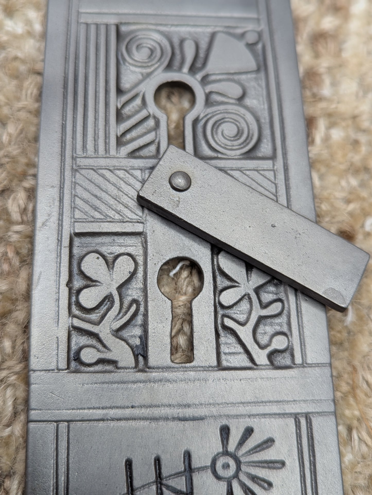 2" x 8 7/8" Antique Nashua Hardware Exterior Cast Iron Door Knob Plates Door Hardware #691