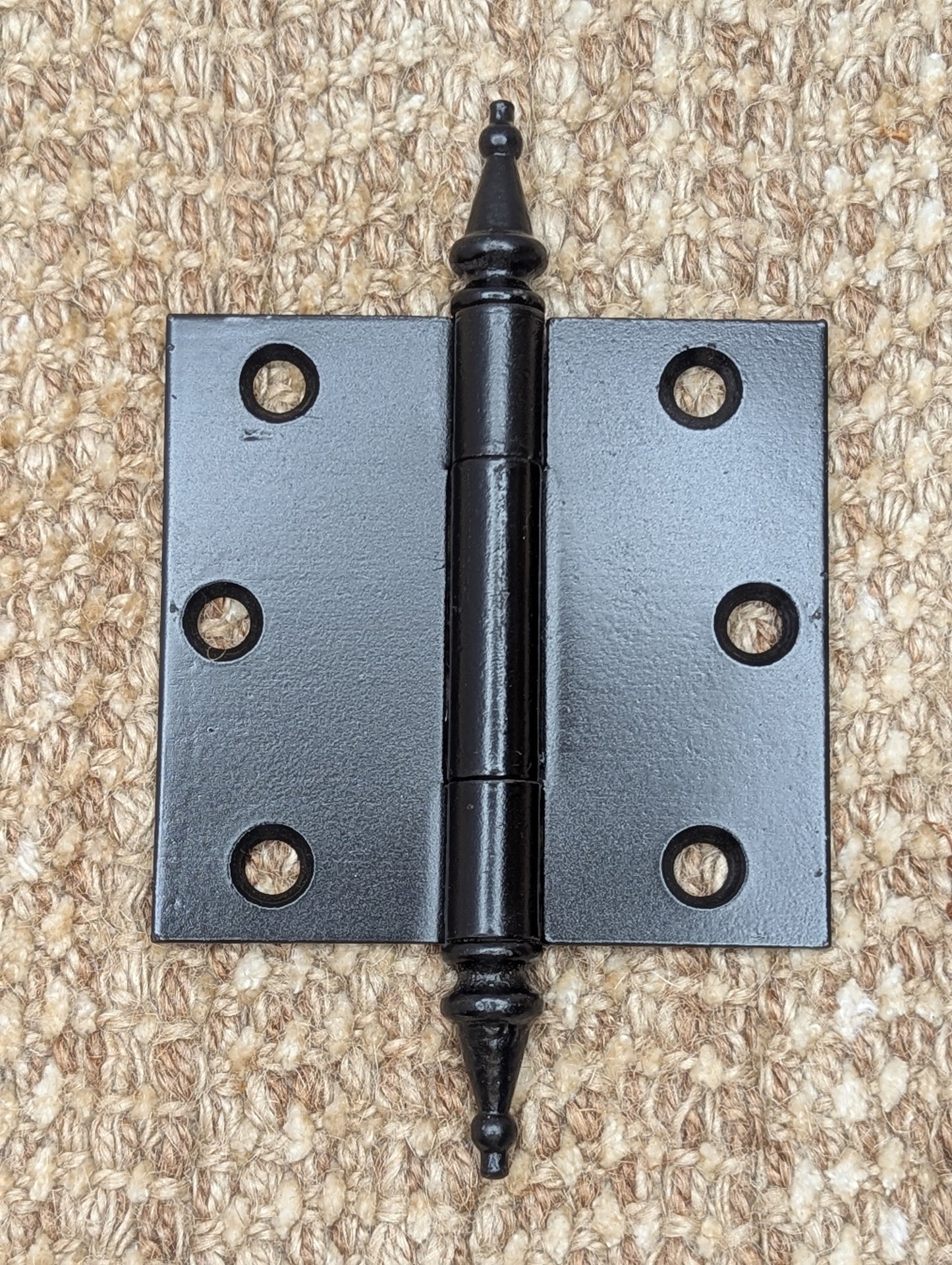 3 9/16" x 3 3/8" Antique Cast Iron With Brass Steeple Tip Hinge
