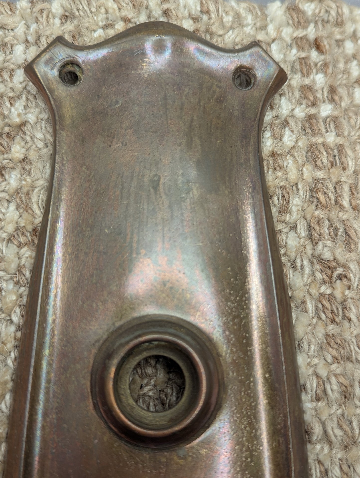 3" x 11" Antique Stamped Brass Door Knob Plate