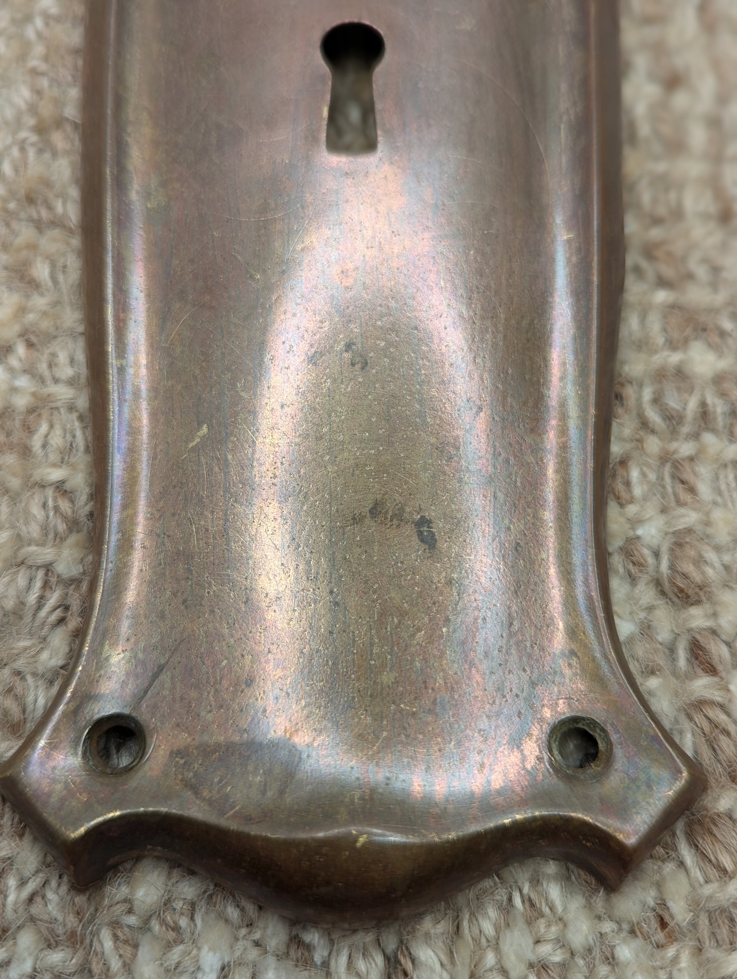 3" x 11" Antique Stamped Brass Door Knob Plate