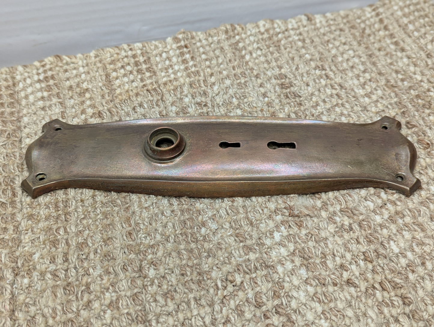 3" x 11" Antique Stamped Brass Door Knob Plate