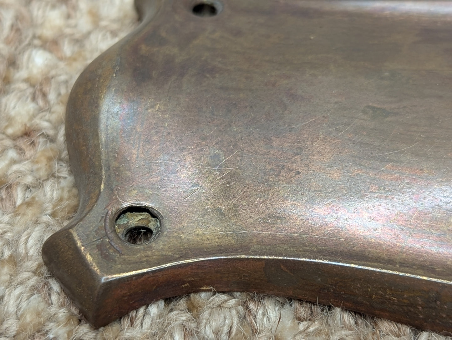 3" x 11" Antique Stamped Brass Door Knob Plate