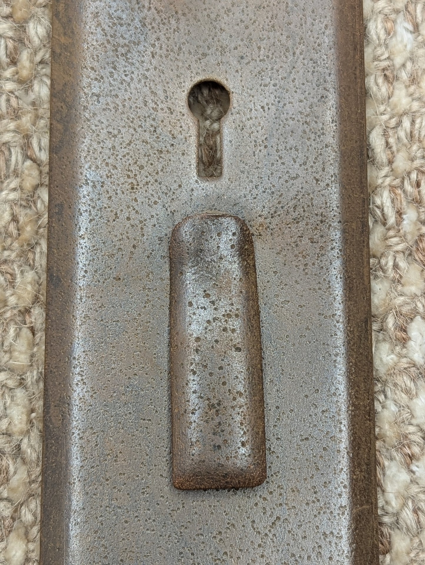 2 1/8" x 8 3/8" Antique Exterior Cast Brass Door Knob Plate