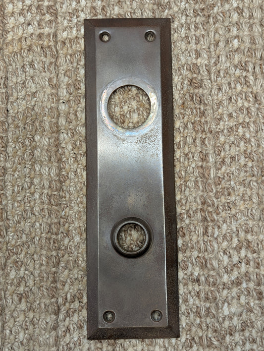 2 7/8" x 10" Antique Stamped Brass Door Knob Plate