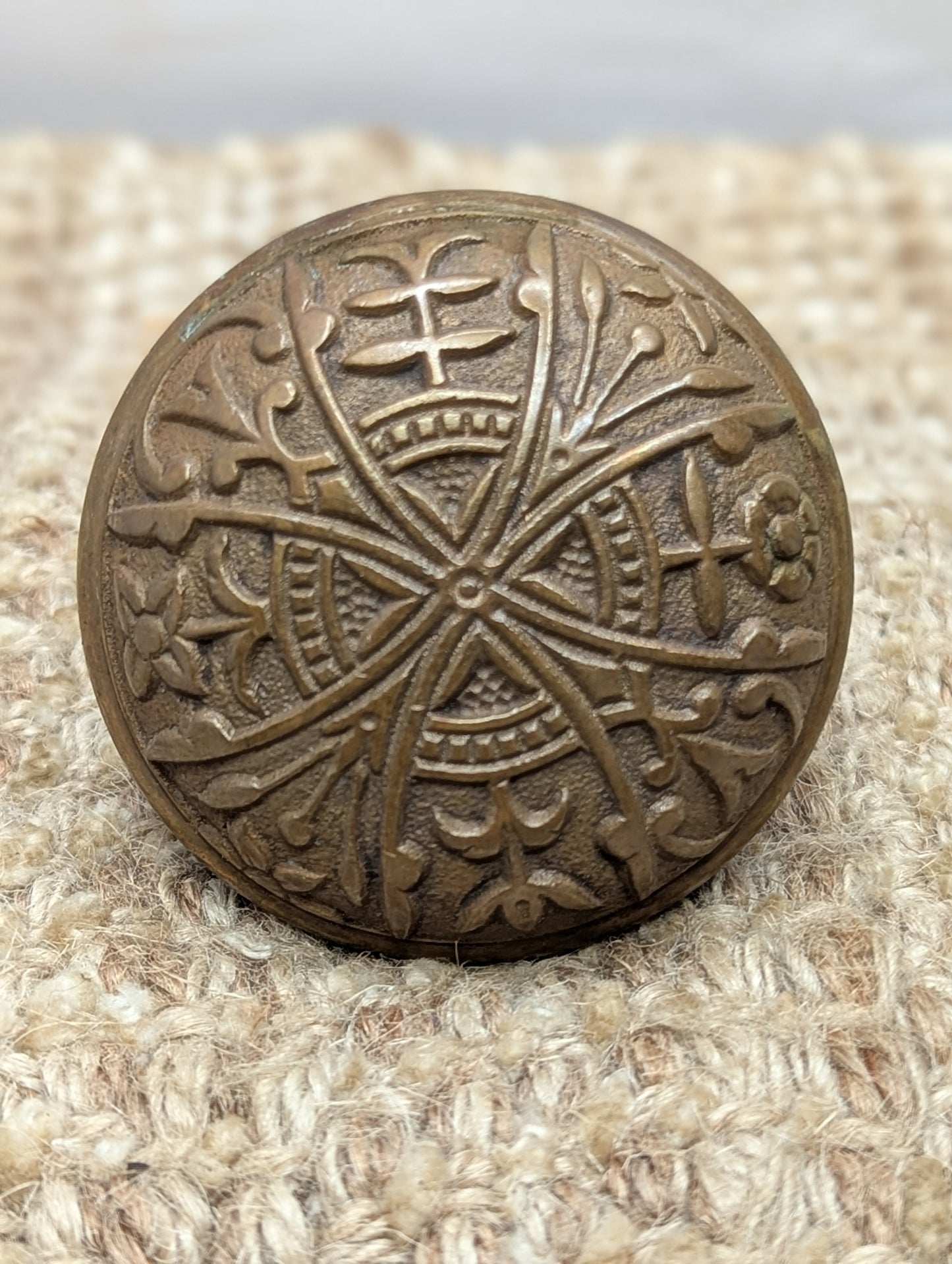 2 1/4" Antique Lockwood Decorative Cast Brass Door Knob Circa 1894
