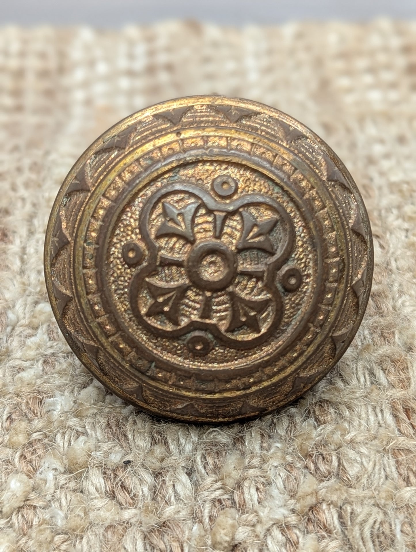 2 1/4" Antique Norwalk Decorative Cast Brass Door Knob Circa 1885