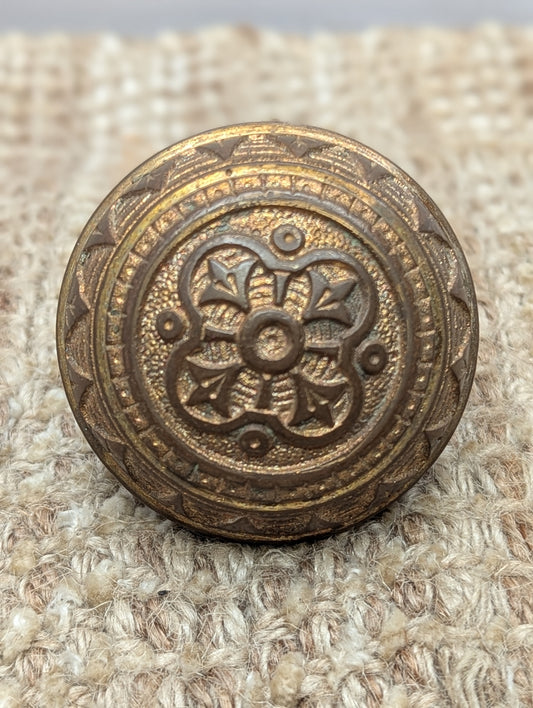 2 1/4" Antique Norwalk Decorative Cast Brass Door Knob Circa 1885