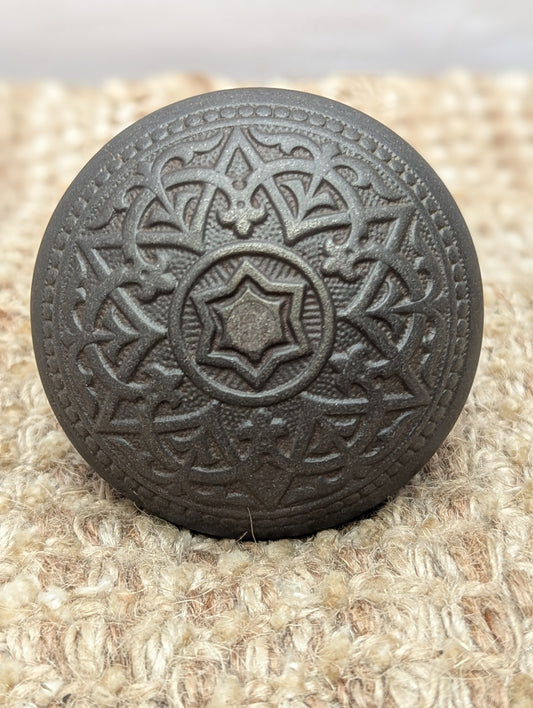 2 1/4" Antique Trenton Decorative Cast Iron Door Knob Circa 1887