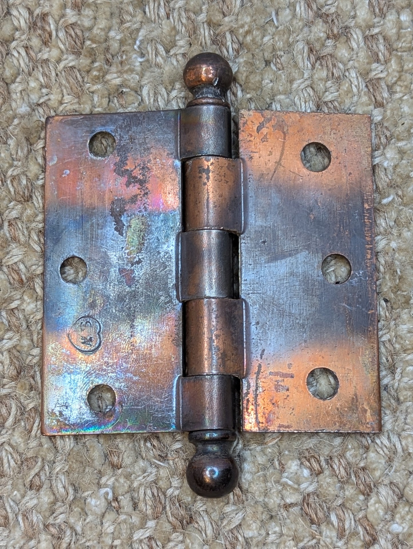 3" x 3" Antique Stanley Ball Tip Door Hinge