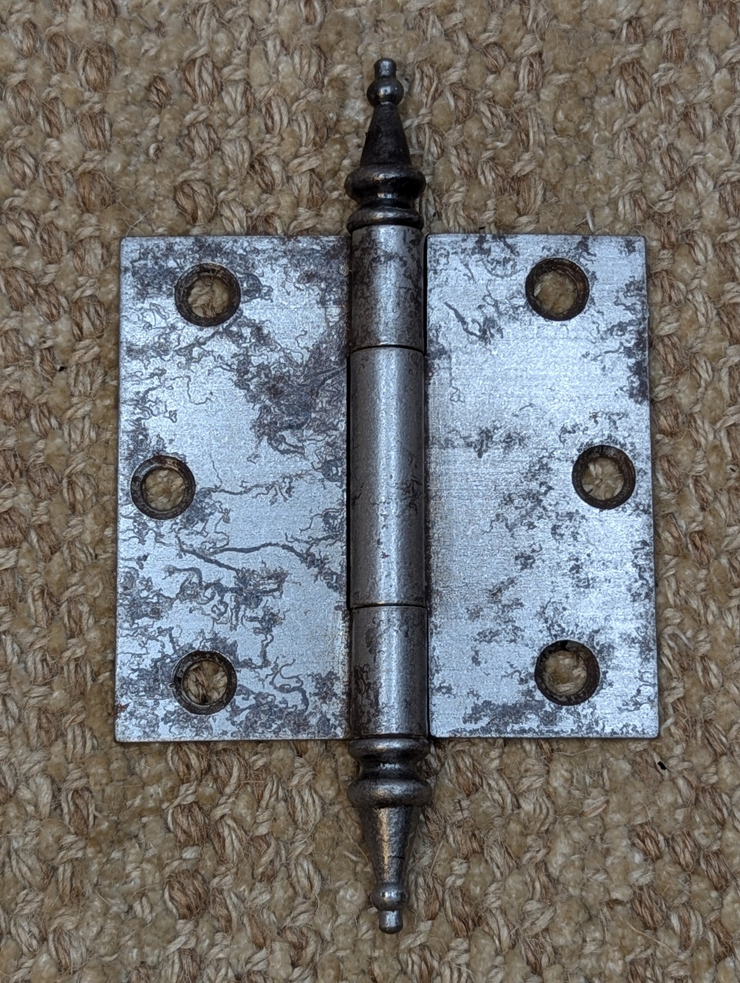 3 9/16" x 3 3/8" Antique Steeple Tip Door Hinge